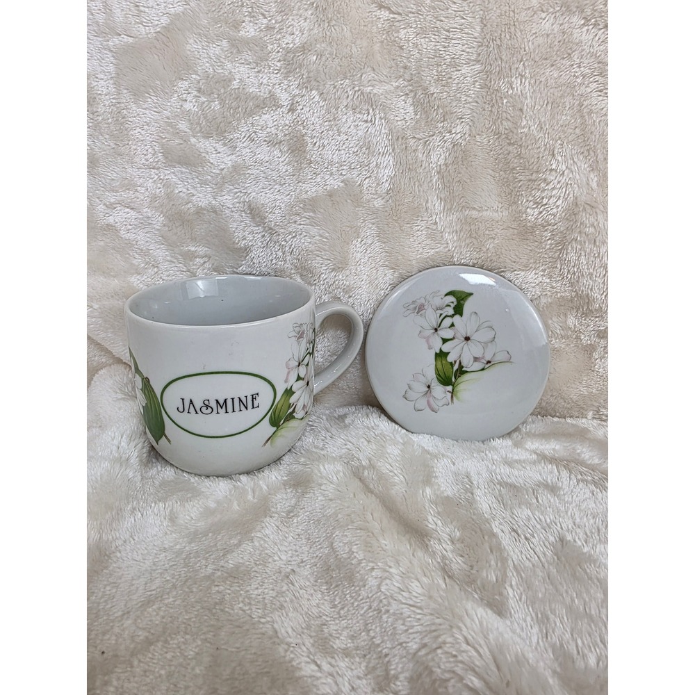 Rare vintage Tuscany Collection Japan Jasmine Floral Mug with Lid Tea Coffee Cup